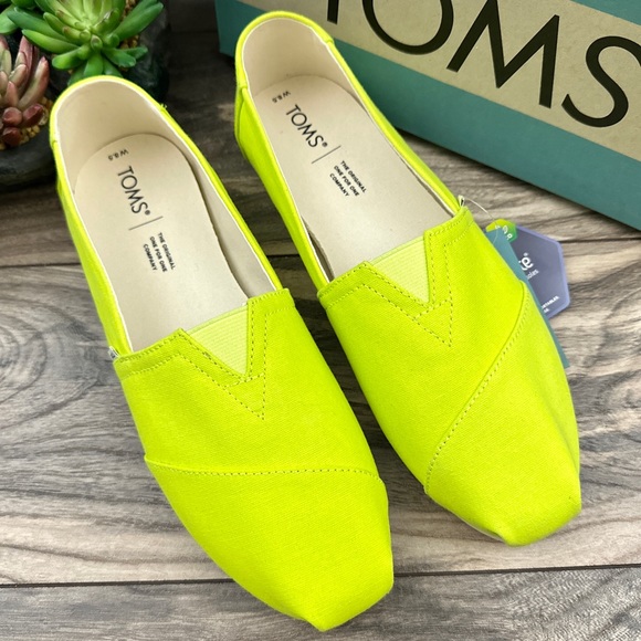 Toms Shoes - NIB Toms Alpargata Vivid Canvas Slip On Flats Loafers Neon Yellow 8.5 39